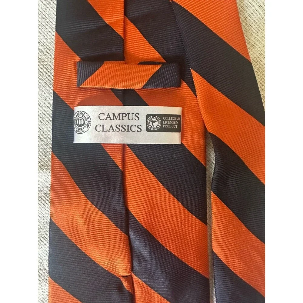 Auburn University Campus Classics Orange Navy Striped Collegiate Necktie